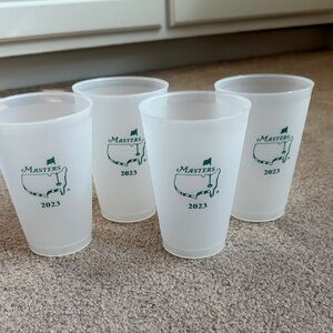 Masters Frosted Plastic Keepsake Cups with Green Golf Logo - Set of 4